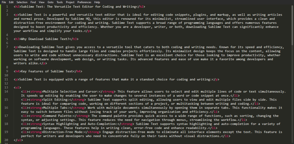 Capturas de pantalla de Sublime Text